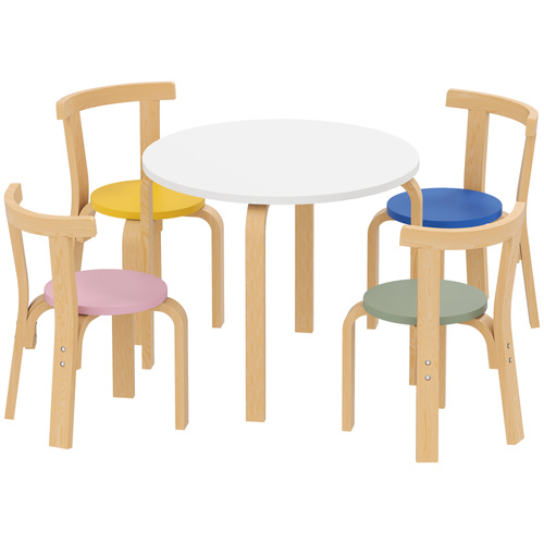 AIYAPLAY 5 Piece Kids Table and Chairs Set, Wooden Toddler Table and Chairs Set for Nursery, Playroom, Classroom, for 3-8 Years