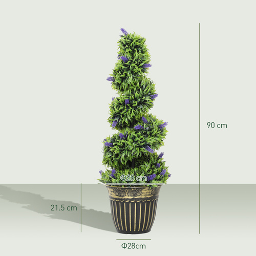 HOMCOM Set of Two 90cm Artificial Lavender Trees