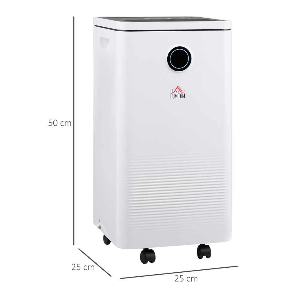 HOMCOM 10L/Day Dehumidifier with WiFi Smart App Control, 2.5L Water Tank, Digital Display, Sleep Mode, 24H Timer, Laundry Clothes Drying, for Home and Large Room Basement