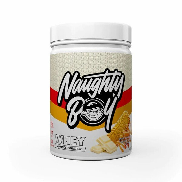 Naughty Boy Advanced Whey Białko o Smaku Białej Czekolady i Karmelowego Ciasteczka Na Masę Mięśniową 900g