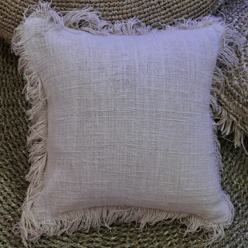 Linen Cushion Cover 45x45cm with fringe