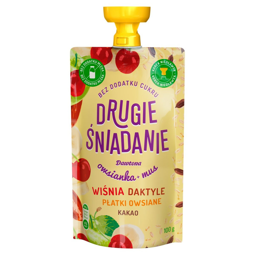 Dawtona Drugie Śniadanie Owsianka + Mus Wiśnia Daktyle Płatki Owsiane Kakao 100g