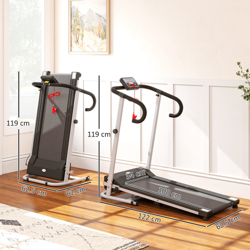 HOMCOM Folding Treadmill with Incline, Walking Pad Treadmill for Home, 1-10km/h Under Desk Running Machine with LCD Display and Wheels, No Assembly, Grey