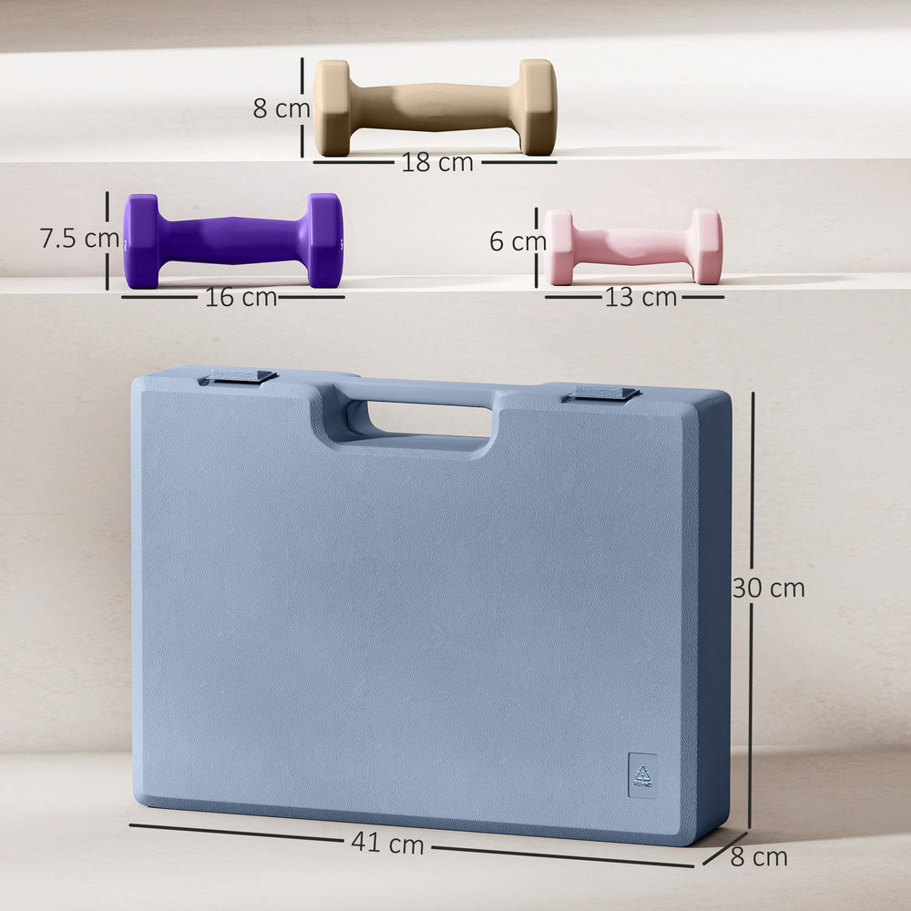 SPORTNOW 12kg Hex Dumbbells Set of 6, Hand Weights with Carry Case for Home Gym Strength Training, 2 x 1kg, 2 x 2kg, 2 x 3kg