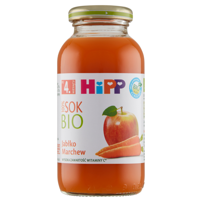 Hipp Bio 100% Sok Jabłko i Marchew dla Niemowląt po 4 Miesiącu 200ml