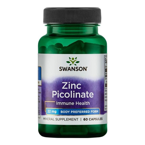 Swanson Zinc Picolinate 22mg for Immunity and Skin 60 Capsules