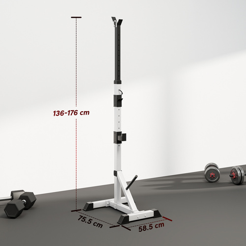 HOMCOM Weights Bar Barbell Rack Squat Stand Adjustable Portable Weight Lifting Max Load 200kg, Suitable For Home Gym Training Work Out