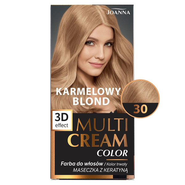Joanna Multi Cream Trwały Intensywny Kolor Włosów Farba Pielęgnująca 30 Karmelowy Blond 60x40x20g