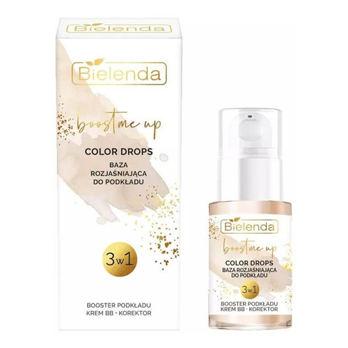 Bielenda Boost Me Up Color Drops Baza Rozjaśniająca 3w1 Booster Podkładu Krem BB Korektor 15ml