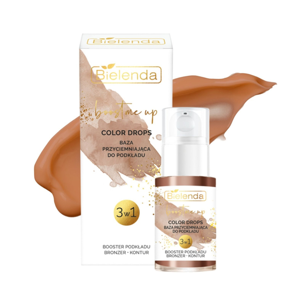Bielenda Boost Me Up Color Drops Darkening Base 3in1 Foundation Booster Bronzer Contour 15ml