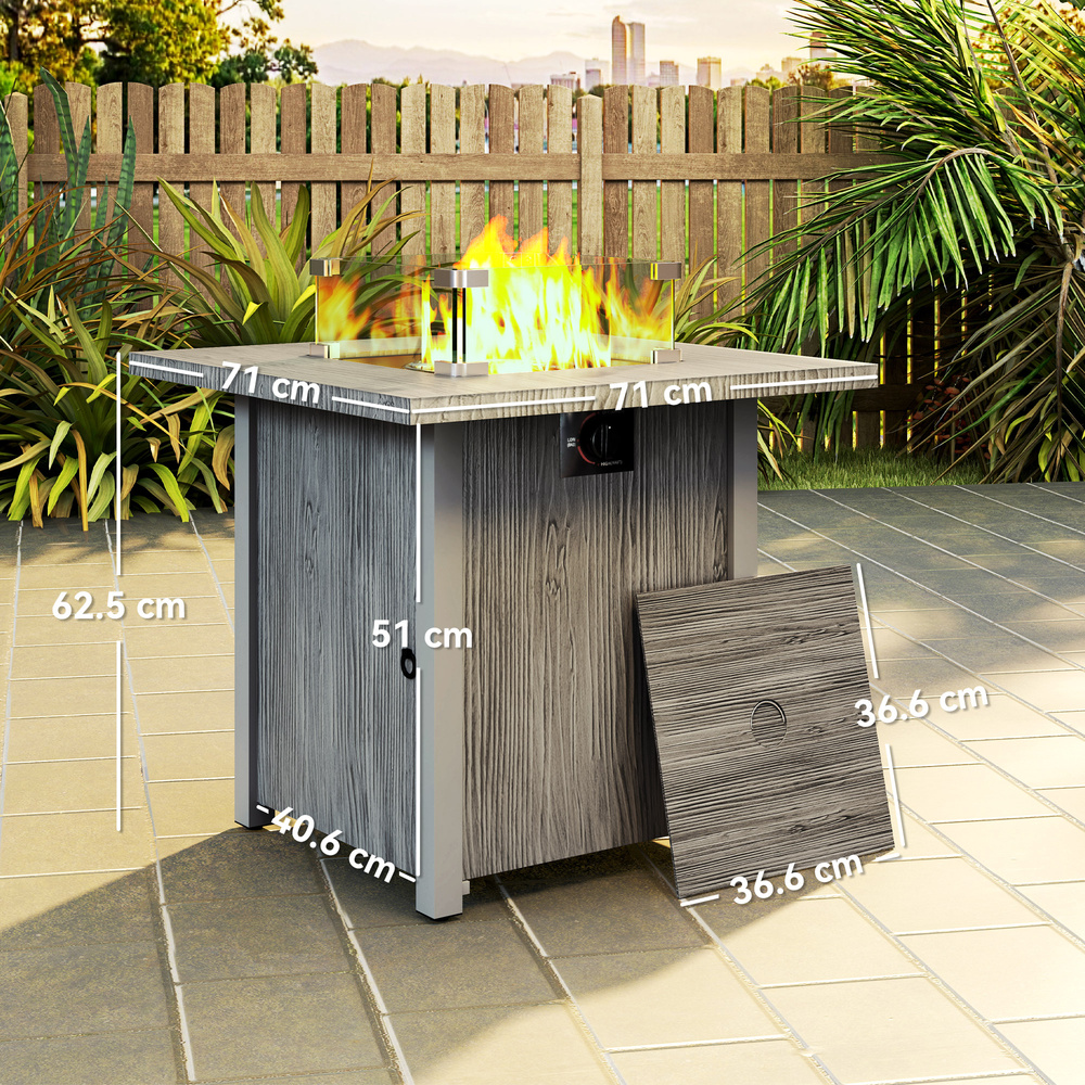 Outsunny 50,000 BTU Gas Fire Pit Table, with Cover - Dark Grey