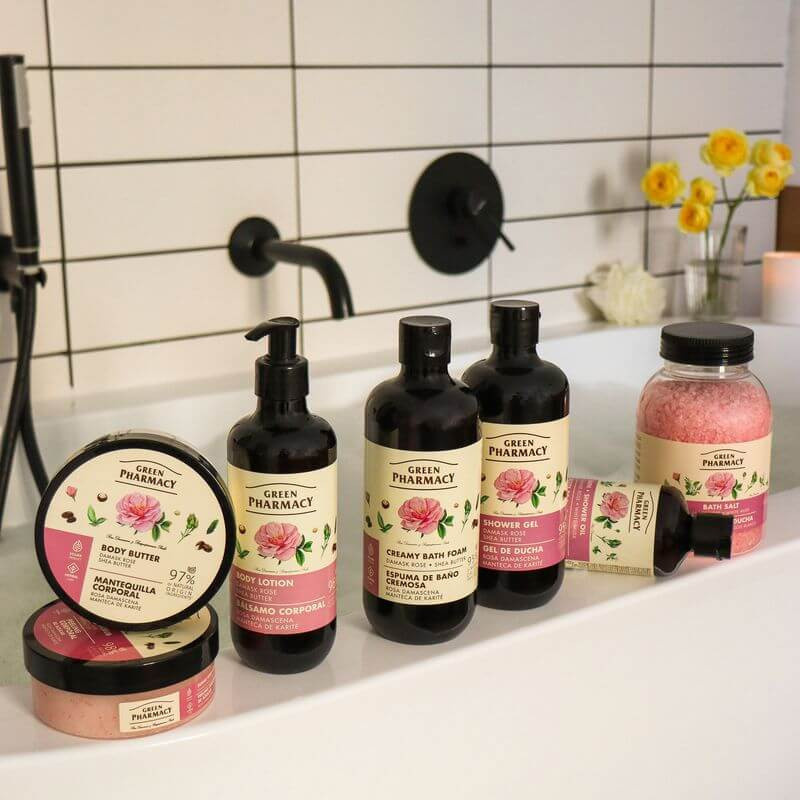 Green Pharmacy Cukrowy Peeling do Ciała Róża Damasceńska i Masło Shea 200ml