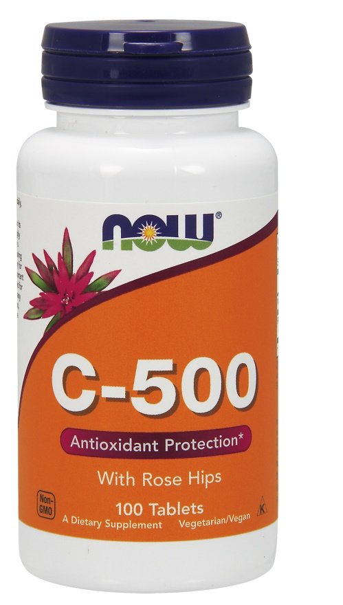 NOW Foods Witamina C-500 z Dziką Różą Na Wsparcie Odporności 100 Tabletek