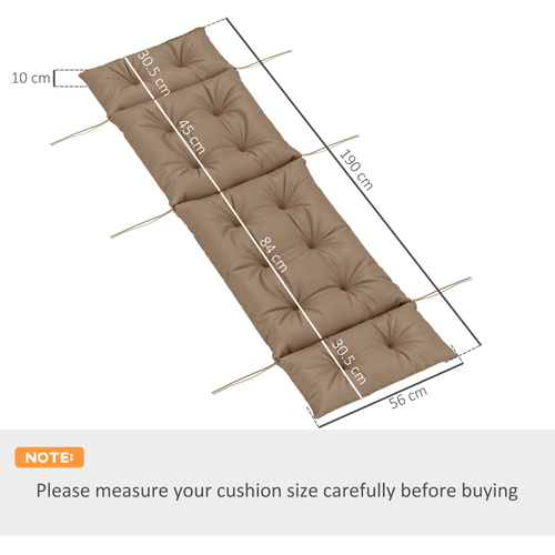 Outsunny Sun Lounger Cushions Only, 190x56x10cm Garden Lounge Chair Cushions, UPF20+ 220gsm Fabric, Thick Sunbed Replacement Pads with 6 Ties, Khaki