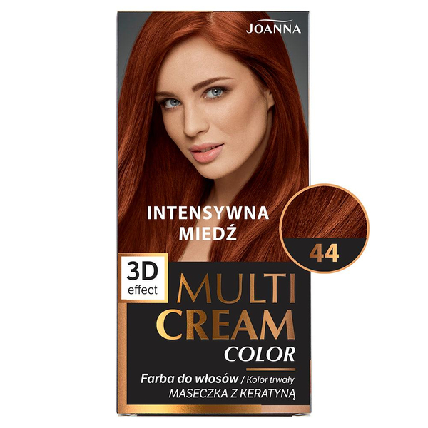 Joanna Multi Cream Trwały Intensywny Kolor Włosów Farba Pielęgnująca 44 Intensywna Miedź 60x40x20g