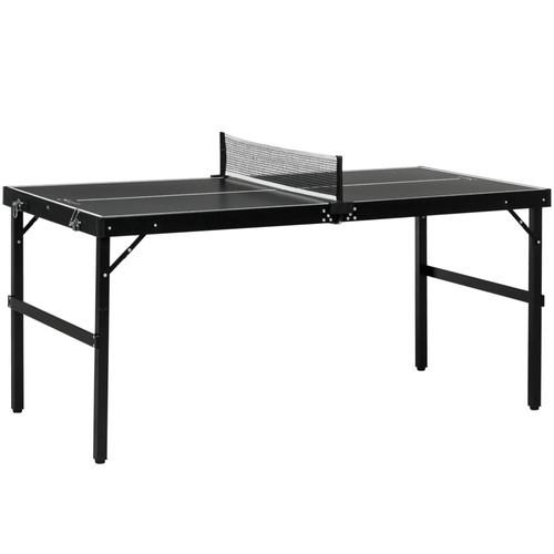 SPORTNOW 5ft Mini Table Tennis Table, Folding Ping Pong Table with Net and Aluminium Frame, Portable Ping Pong Game Set for Indoor Outdoor Use, Black