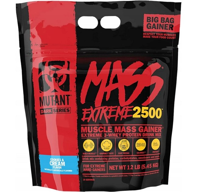 Mutant Mass Extreme 2500 Wysokokaloryczny Gainer dla Opornych na Wzrost Masy Ciasteczkowy 5450g