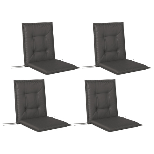Outsunny Set of Four Padded Garden Seat Cushions - Charcoal Grey