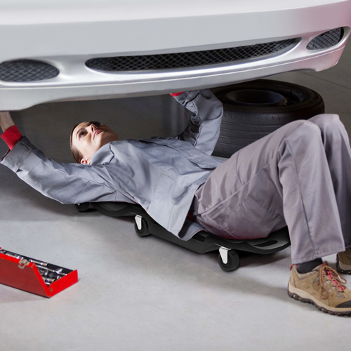 DURHAND Mechanic Vehicle Creeper, Under-Car Rolling Crawler Board, with Headrest, Wheels, Black