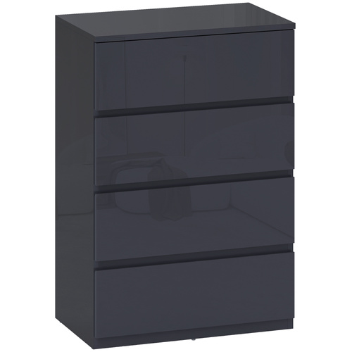 HOMCOM High Gloss Chest of Drawers, 4-Drawer Storage Cabinets, Modern Dresser for Bedroom, Grey