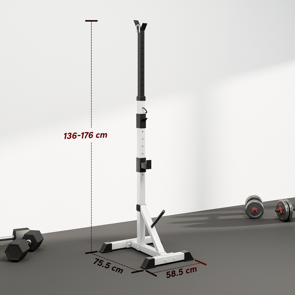 HOMCOM Weights Bar Barbell Rack Squat Stand Adjustable Portable Weight Lifting Max Load 200kg, Suitable For Home Gym Training Work Out
