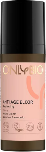 OnlyBio Anti Age Elixir Rebuilding Night Face Cream with Bakuchiol and Avocado for All Skin Types 50ml