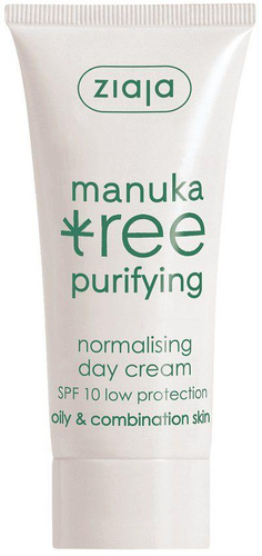 Ziaja Manuka Light Moisturizing Normalizing Cream for Oily and Combination Skin SPF10 for Day Vegan 50ml