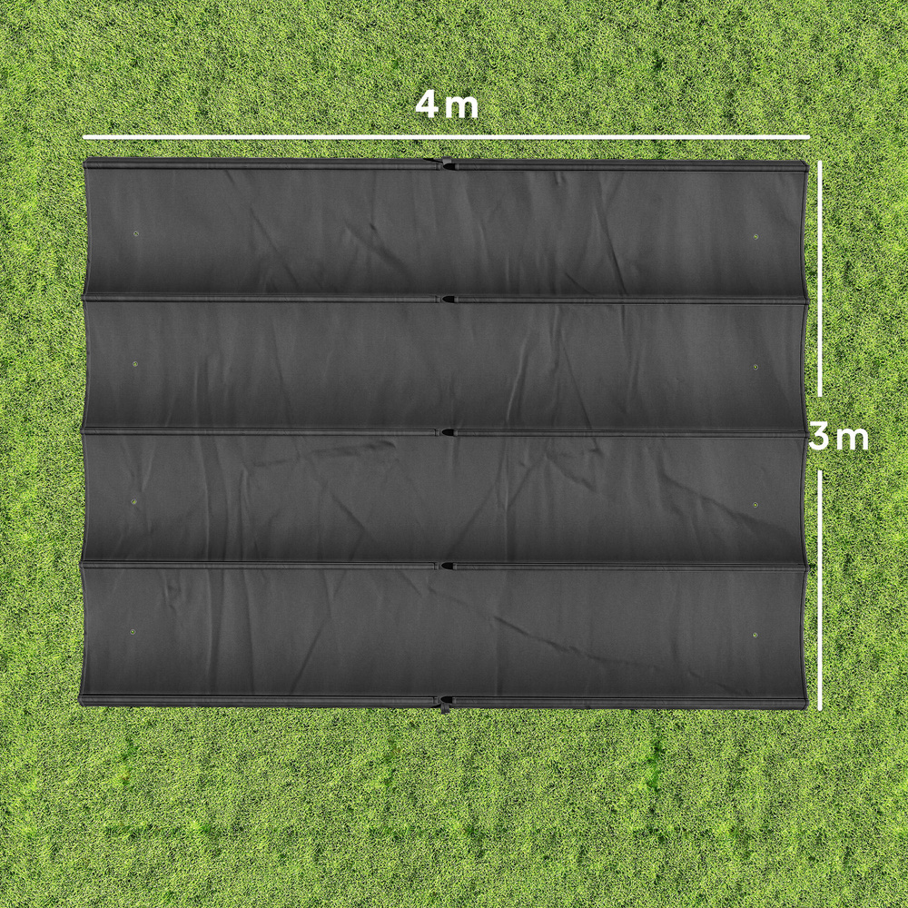 Outsunny Retractable Pergola Canopy Only, 3.92 x 3.5 m, UV30+ Replacement Canopy Cover for 4 x 3 m Pergola, Dark Grey