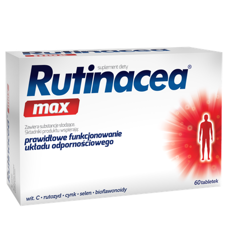 Aflofarm Rutinacea Max Wspomagający Odporność z Witaminą C Cynkiem i Selenem 60 Tabletek