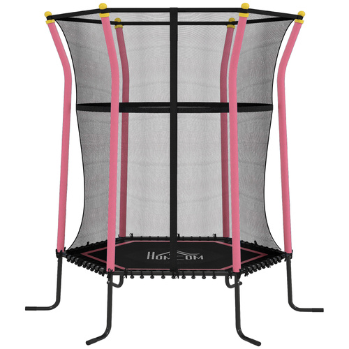 HOMCOM Kids Trampoline Mini Bouncer with Enclosure Safety Net For Ages 3-10 Years - Pink