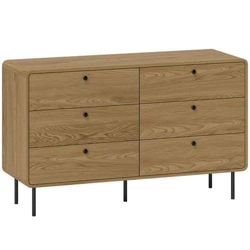 HOMCOM Chest of Drawers, 6 Drawer Dresser - Oak