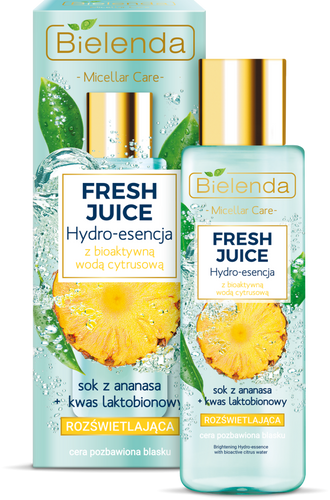 Bielenda Fresh Juice Rozświetlająca Hydro Esencja z Wodą Cytrusową i Ananasem do Cery Pozbawionej Blasku 110ml