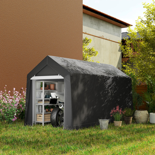 Outsunny 3.6 x 2.1m Portable Outdoor Shed, with Window - Dark Grey