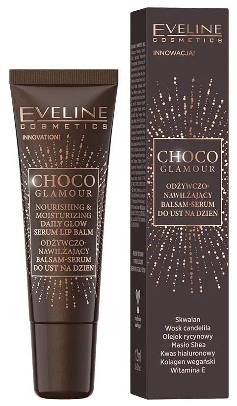 Eveline Choco Glamour Odżywczo-Nawilżający Balsam-Serum do Ust na Dzień 12ml