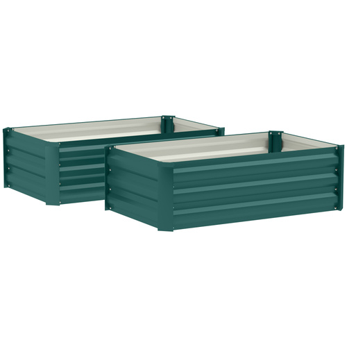 Outsunny Set of Two 100 x 60cm Steel Planter Boxes -Green