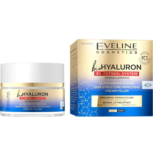  Eveline BioHyaluron 3x Retinol Anti-wrinkle Eye Roll-on + Filling Serum + Face Cream 40+