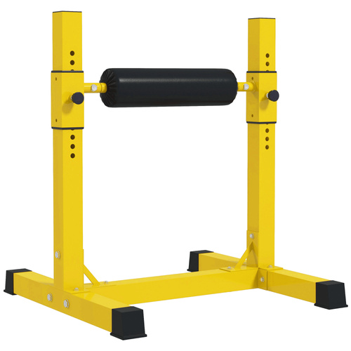 SPORTNOW Bulgarian Split Squat Stand, 12-Level Adjustable Single Leg Squat Machine with Foam Roller and Anti-Slip Pads for Lower Body Strength Training, Yellow