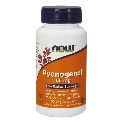 Now Foods Pycnogenol with Acerola & Rutin Powder 60mg Wsparcie Odporności 50 Kapsułek