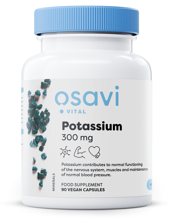 Osavi Potassium 300mg Cytrynian Potasu Wspomaga Mięśnie i Kości Układ Krwionośny i Nerwowy 90 Kapsułek