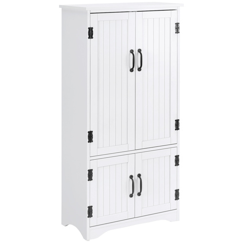 HOMCOM Accent Floor Storage Cabinet, Kitchen Cupboard Sideboard with Adjustable Shelves and 2 Lower Doors, White