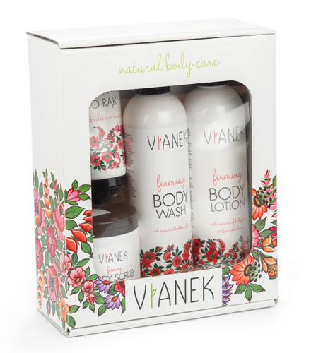 Vianek Firming Body Set Shower Gel Lotion Hand Treatment and Peeling 2x300ml 75ml 250ml