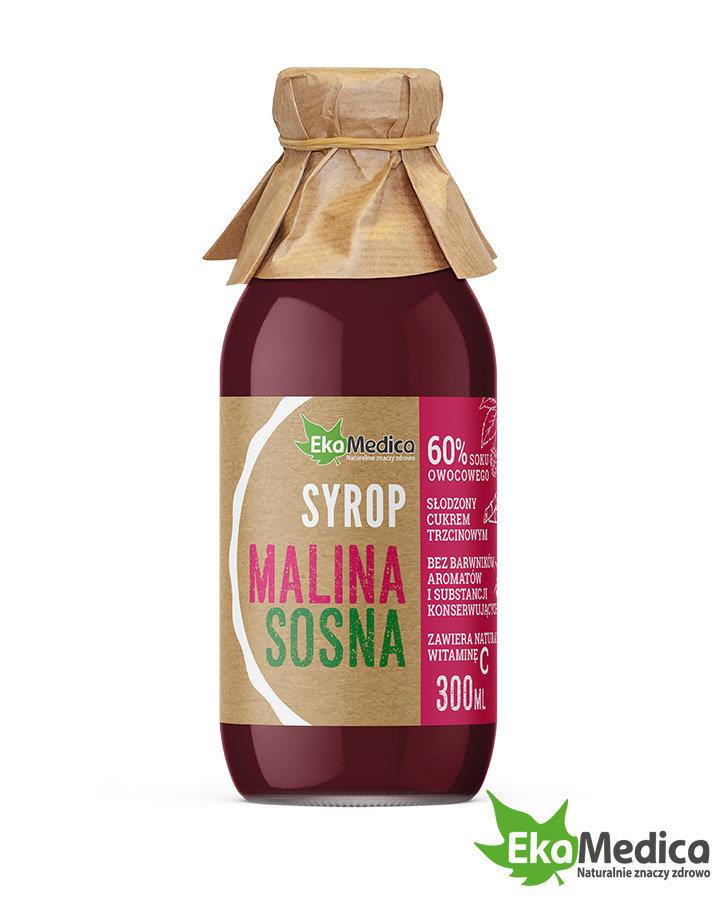 EkaMedica Syrop z Owoców Malin i Wyciągiem z Pędów Sosny Naturalna Witamina C 300ml