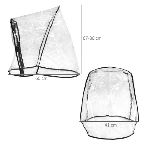 PawHut Dog Stroller Rain Cover, Cover for Dog Pram Stroller Buggy w/ Rear Side Entry