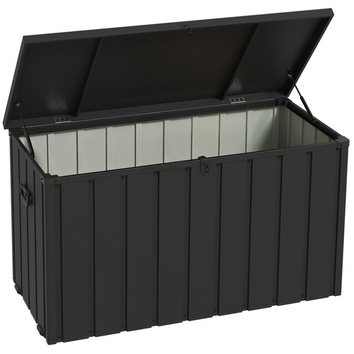 Outsunny 450L Galvanised Steel Garden Storage Box, with Wheels - Dark Grey