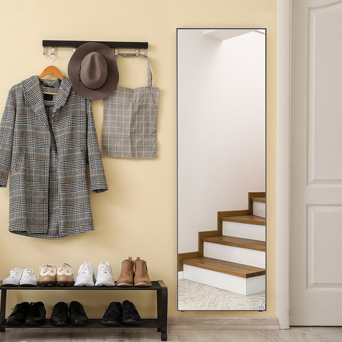 HOMCOM Full Length Dressing Mirror, Floor Standing or Wall Hanging, Aluminium Alloy Framed Full Body Mirror for Bedroom, Living Room, 50 x 161.5cm, Black