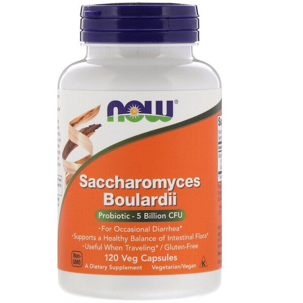 NOW Foods Saccharomyces Boulardii for Healthy Gut Flora 120 Vcaps