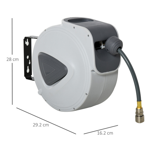 DURHAND Retractable Air Hose Reel 10m+ 90cm Hose Diameter 3/ 8" 9.5mm, Hose Connector 1/ 4" BSP, Wall Mount Auto Rewind Hose- Reel