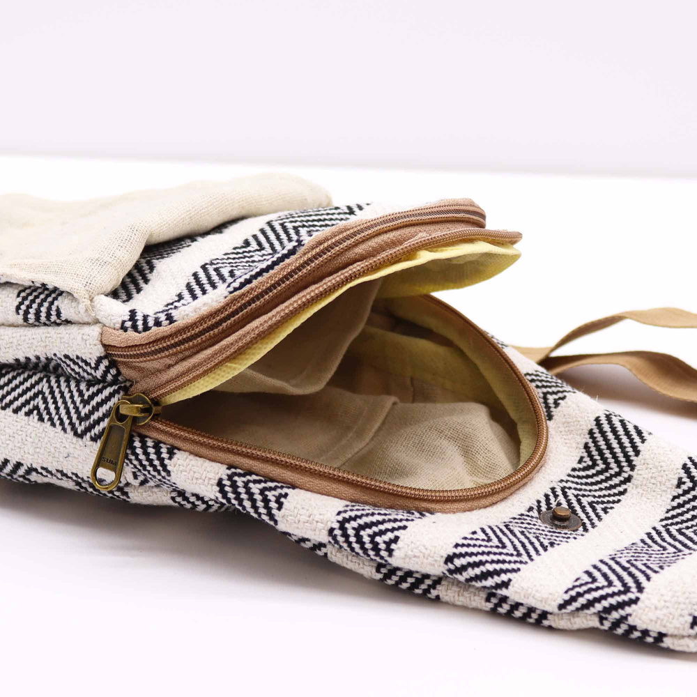 Body Cross Bag Natural Cotton - Black & White