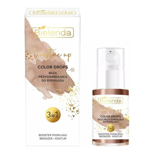 Bielenda Boost Me Up Color Drops Baza Przyciemniająca 3w1 Booster Podkładu Bronzer Kontur 15ml