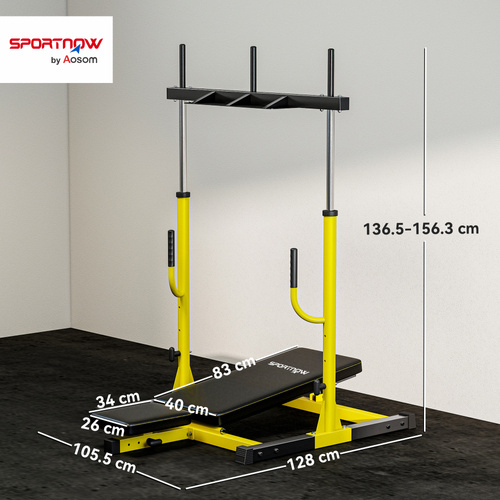 SPORTNOW Vertical Leg Press Machine with Adjustable Leg, Back and Head Positions, 1" Standard Plate Compatible, Yellow